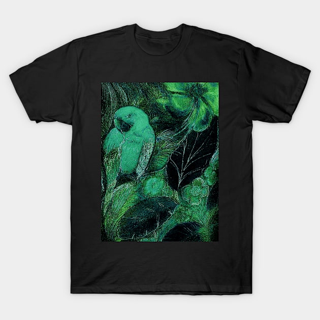 GREEN PARROT MACAW TROPICAL DECO POSTER ART PRINT EXOTIC DRAWING T-Shirt by jacquline8689